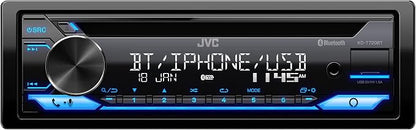 JVC KD-T720BT - CD Car Stereo, Single Din, Bluetooth Audio and Hands Free Calling w External Microphone, CD, MP3, USB, AUX Input AM/FM Radio, High Power Amp, Amazon Alexa Voice Control