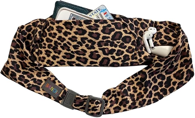 BANDI Plus Size Fanny Pack for Women – Travel-Ready Pocket Belt for Phone, Passport, Keys, Money, & Medical Devices (Leopard)