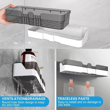 Shower Caddy No Drilling Shower Organizers with Soap Dish Toothbrush Holder and Hooks Plastic Detachable Large Bathroom Countertop Organizer