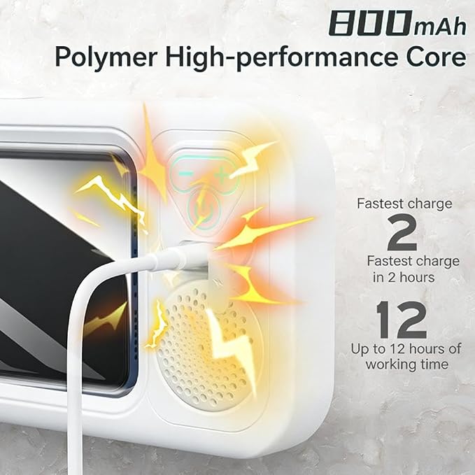 Shower Phone Holder with Wireless Bluetooth Speaker, Waterproof Touchable Phone Case for Bathroom Mirror and Bathtub, Rotation Retractable Wall Mounted Phones Holder,2026 New (Black)