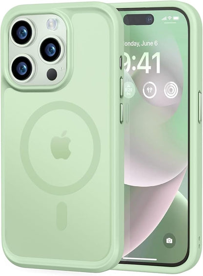 MOCCA Strong Magnetic for iPhone 14 Pro Case, [Compatible with Magsafe][13FT Military Drop Protection] Slim Translucent Matte Shockproof Case for iPhone 14 Pro Phone Case 6.1'', Light Green