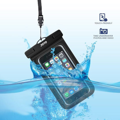 JOTO Waterproof Phone Pouch IPX8 Universal Waterproof Case Dry Bag Phone Protector for iPhone 17 Air 16 15 14 13 12 11 Pro Max Plus XS XR Galaxy S23 S22 S21 S20 Pixel Up to 7" -4 Pack, Black & Clear