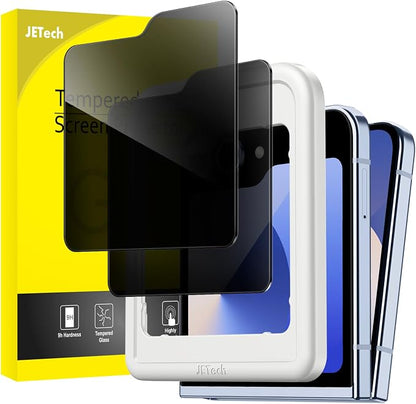JETech Front Privacy Screen Protector for Galaxy Z Flip 7 FE/Flip 6, 2-Pack | Anti-Spy 9H Tempered Glass, Easy Installation Tool, Case-Friendly