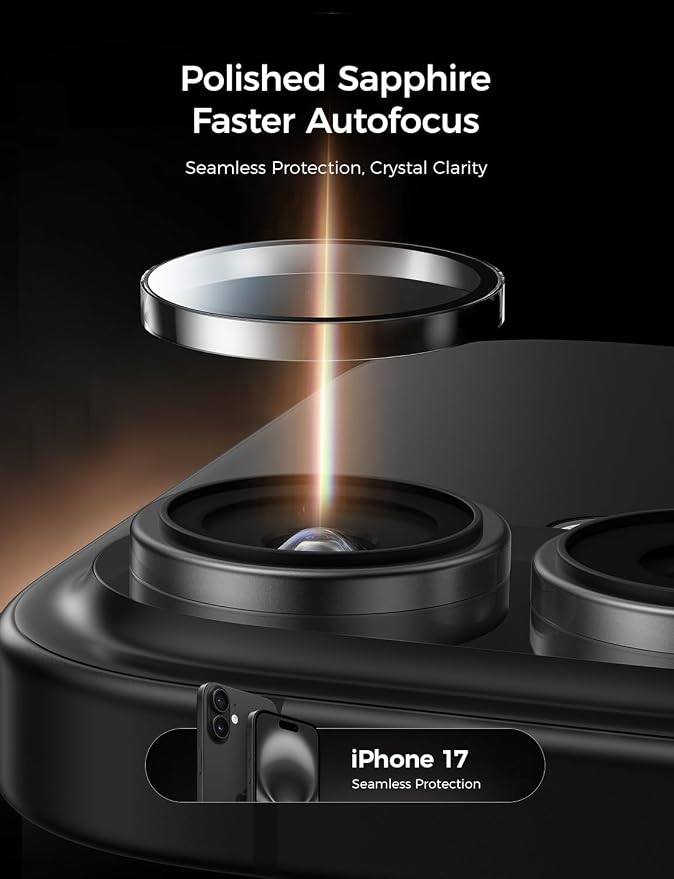 MAGIC JOHN for iPhone 17 Camera Lens Protector [Alignment Kit&1:1 Invisible Fit] 9H Aerospace Tempered Glass, Ultra HD, Metal Individual Ring，Case Friendly, Set of 2,Clear