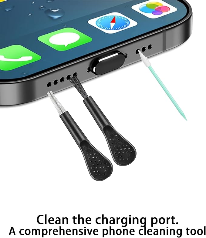 Mobile Phone Speaker Metal Dust Mesh, Charging Port dust Plug, Cleaning Brush Cleaning Tool Set for iPhone 14 13 12 11 X XS XR 8 7 SE Series (Lightning)