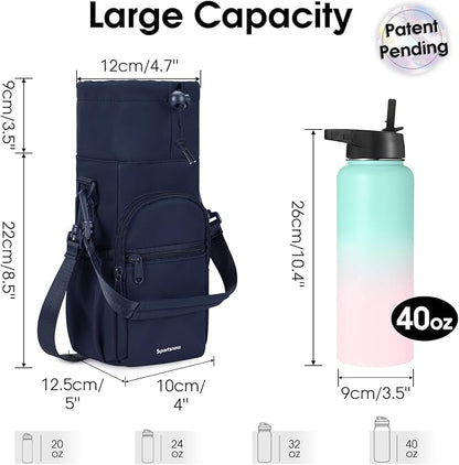 sportsnew Water Bottle Holder with Strap 32oz 40oz Insulated Water Bottle Carrier Sling Bag with Phone Pocket Crossbody