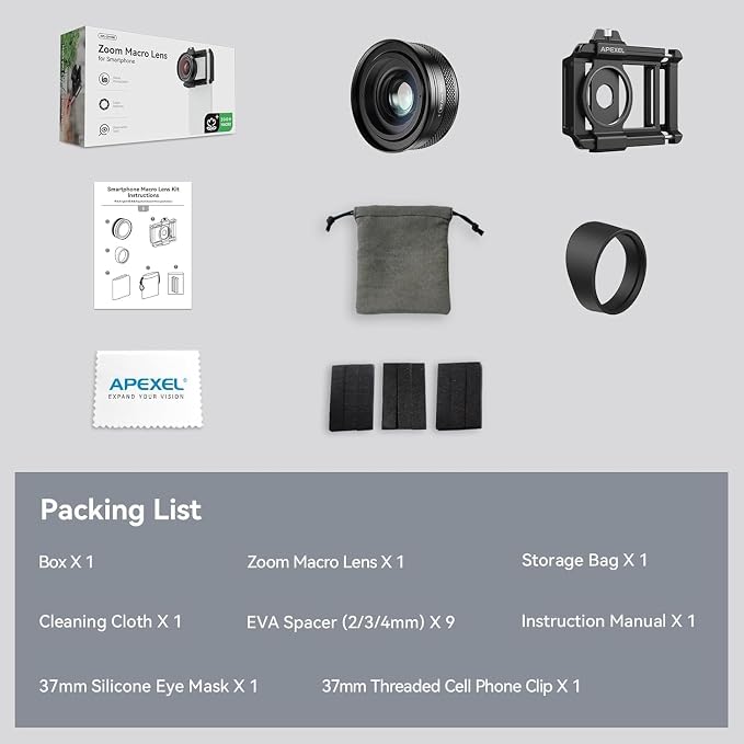Macro Lens Kit for Smartphone, 10-20X Micro Phone Lens with Universal Lens Clip, HD Magnifier Photography Lens for iPhone Android Phone (Fits for Almost All Phone), Phone Macro Lens Attachment