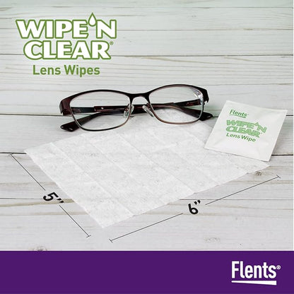 Flents Glasses Cleaner Wipes, 75 Count, Eyeglass Cleaning Wipes, Pre-Moistened, Individually Wrapped, Smudge & Streak-Free Lens Wipes for Glasses & Sunglasses, Safe for AR Coated Lenses