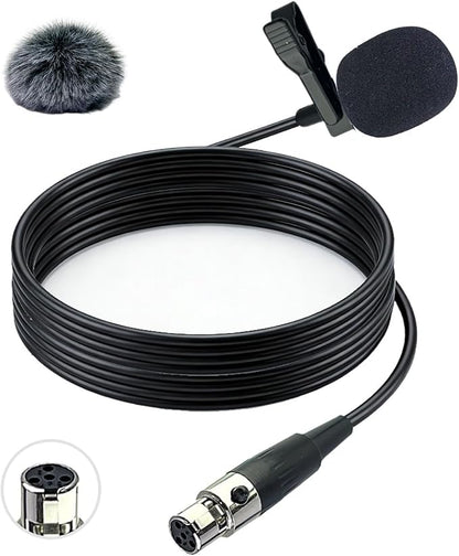 Ta4f Plug Lavalier Lapel Microphone for Shure Wireless Transmitter, 1.5M Wired Unidirectional Condenser Mic for YouTube, Lectures, Living Performance - Mini XLR Ta4f Plug