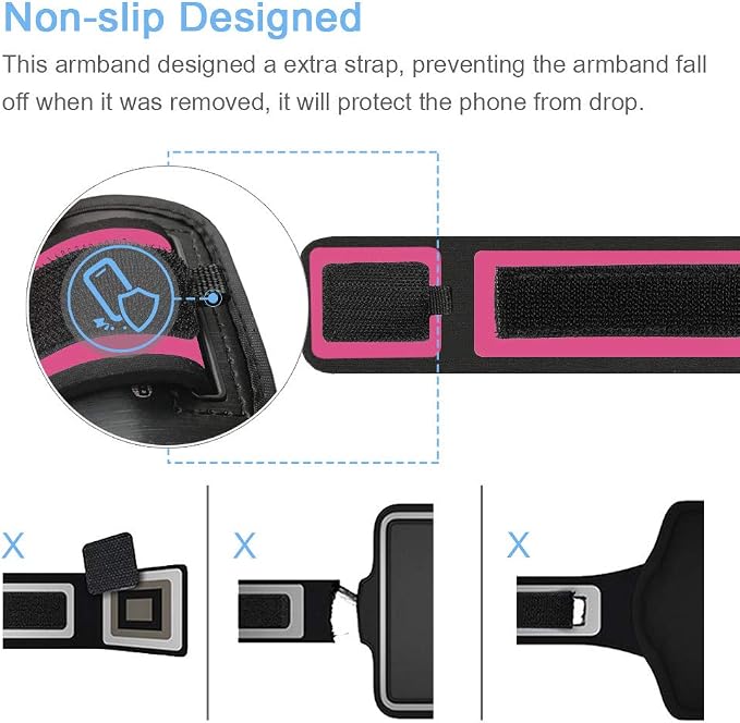 iPhone 17 16 15 Pro Max Armband, JEMACHE Gym Running Workouts Arm Band for iPhone iPhone Air, 17 16 15 14 13 12 Pro Max/Plus (Rose)