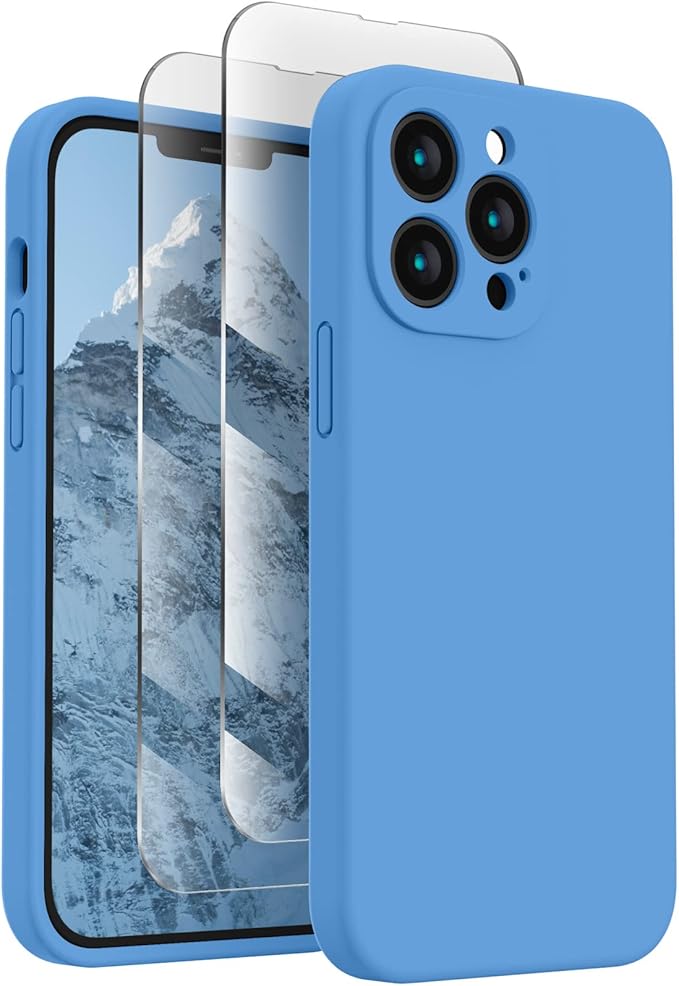 FireNova Designed for iPhone 13 Pro Max Case, Silicone [Camera Protection] Phone Case, Soft Anti-Scratch Microfiber Lining Inside, 6.7 inch, Blue
