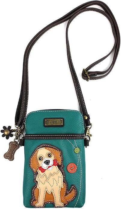 CHALA Dog Collection Cell Phone Crossbody Purse-Women PU Leather/Canvas Multicolor Handbag with Adjustable Strap