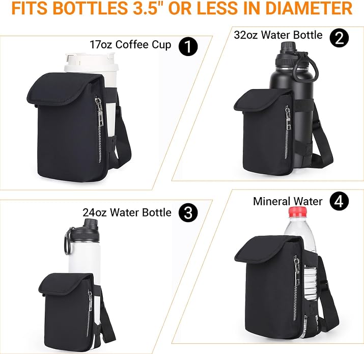 Herald Mini Phone Crossbody Bag with Water Bottle Holder, Water Bottle Carrier Bag with Strap for GYM, Hiking, Cycling