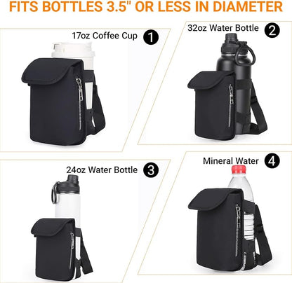 Herald Mini Phone Crossbody Bag with Water Bottle Holder, Water Bottle Carrier Bag with Strap for GYM, Hiking, Cycling