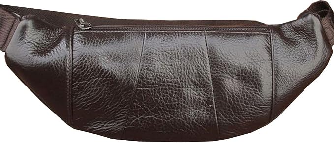 Hebetag Leather Fanny Pack Waist Bag for Men Women Slim Bumbag Waist Packs Outdoor Travel Hiking Casual Pouch Day Pack, Coffee