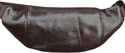 Hebetag Leather Fanny Pack Waist Bag for Men Women Slim Bumbag Waist Packs Outdoor Travel Hiking Casual Pouch Day Pack, Coffee