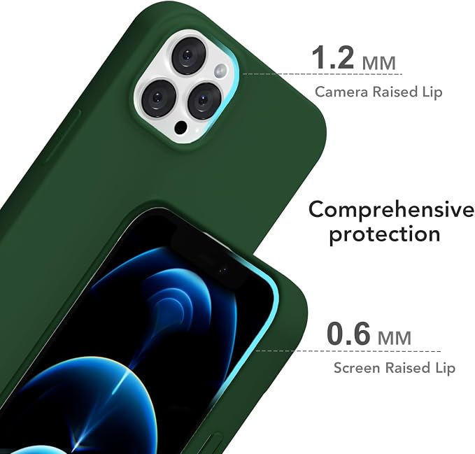 for iPhone 12 Pro Max Case Silicone Compatible with Magsafe Case, Ultra Slim Thin Magnetic Phone Cases Mag Safe, Cute Soft Rubber Gel Matte Plain Wireless Charging Cover for Women, Dark Green