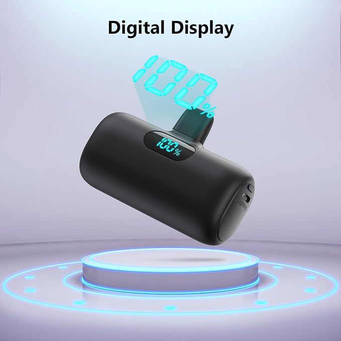 [2-Pack]Mini Portable Charger for iPhone,Upgraded 5000mAh PD Fast Charging Battery Pack,LCD Display Cute Power Bank Portable Phone Charger for iPhone 14/14 Pro Max/13/13 Pro/12 Pro/11/XS/XR/X/8/7