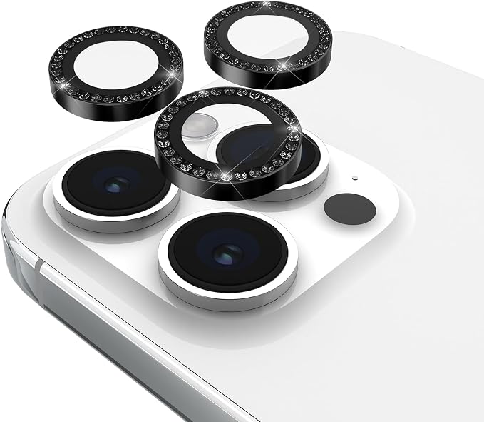 kate spade new york iPhone 15 Pro/iPhone 15 Pro Max Camera Lens Protector with Aluminum Ring - Set in Stone Nightfall