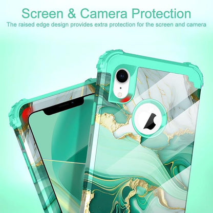 Hocase for iPhone XR Case, Heavy Duty Shockproof Protection Soft Silicone Rubber+Hard Plastic Bumper Hybrid Dual Layer Protective Case for iPhone XR (6.1-inch Display) 2018 - Mint Green