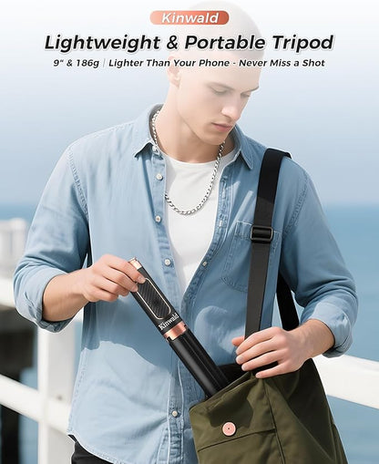 Selfie Stick Tripod for iPhone & Android – Portable Phone Tripod Stand with Bluetooth Remote, One-Click Open, Compact & Lightweight for Vlogging, Travel & Everyday Use (Black)