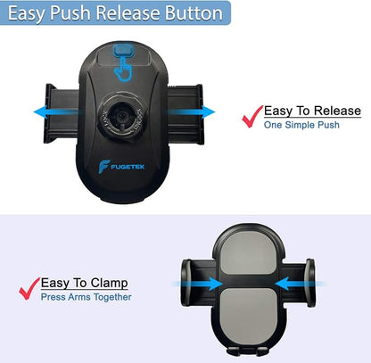Fugetek Phone Holder Air Vent Mount, Adjustable Cradle, Durable Metal Clip Plates, 360 Rotation, Compatible with iPhone & Android Phones