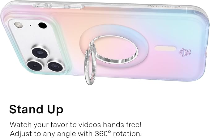 VELVET CAVIAR Compatible with MagSafe Phone Grip 2.0 | Cute Magnetic Ring Holder | Finger Loop Kickstand | Pop On Accessory for iPhone 17, 16, 15, 14, 13, 12 | Aura