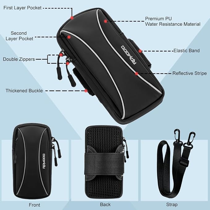 Running Armband Phone Holder，Small Crossbody Shoulder Holsters Bag，Phone Arm Bands for Running Walking，Water Resistance Running Phone Armband for iPhone 15 14 13 Pro Max Samsung 7.2 Inch（Black）