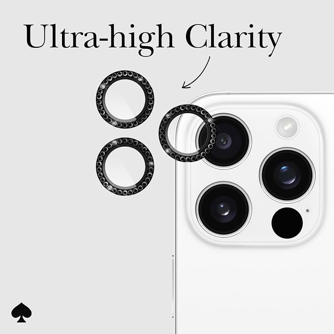 kate spade new york iPhone 16 Pro Max/iPhone 16 Pro Camera Lens Protector with Aluminum Ring - Set in Stone Nightfall