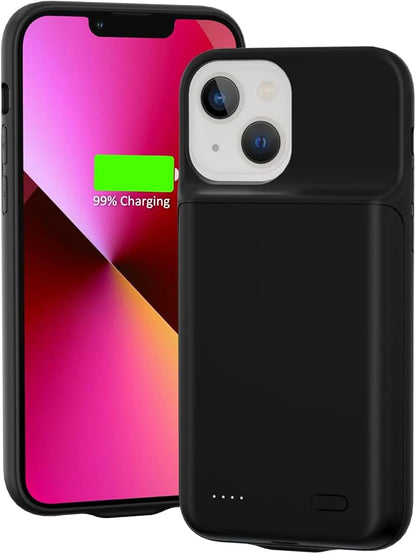 Gladgogo Charging Case for iPhone 13, Real 6000mAh Powerful Smart Battery Case Charger Ultra Slim Portable External Battery Pack Compatible with 13, 6.1 inch, Black