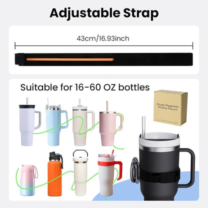 Magnetic Phone Holder for Stanley Cup,Adjustable Water Bottle for Gym,Phone Stand Fit for iPhone with Magsafe,Universal Holder Mount for Stanley Owala Yeti Tumbler Hydrojug 16-60oz,Gym,Stroller