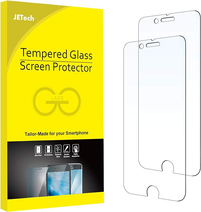 JETech Screen Protector for iPhone 8 Plus/7 Plus, 2-Pack | HD Clear, Tempered Glass Film, Anti-Scratch Glass