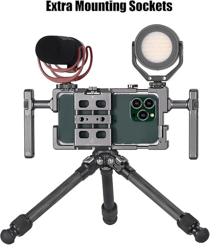 PCR-01 Smartphone Cage Universal Phone Video Rig Kit with Handle, Phone Stabilizer for Video Recording Cell Phone Filming Accessories