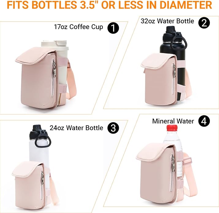 Herald Mini Phone Crossbody Bag with Water Bottle Holder, Water Bottle Carrier Bag with Strap for GYM, Hiking, Cycling