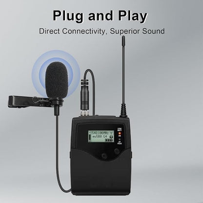 Lavalier Lapel Microphone Compatible with Sennheiser Wireless System Bodypack Transmitter EW100 G4 EW300 G1 G2 G3, EWD1, ME2, ME3, ME4 Omnidirectional Condenser Mic (3.5mm Screw Lock Plug)