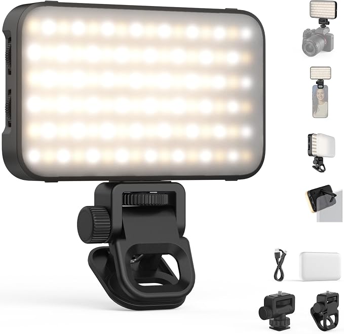 NEEWER Entry Level Version Phone Selfie Light for iPhone, 2500-9000K CRI80 2000mAh Rechargeable Plastic Clip on Makeup Streaming Recording Laptop Computer Video Conference Fill Lighting, N15