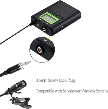 Lavalier Microphone Lapel Microphone Compatible with Sennheiser Wireless Transmitter - Unidirectional Condenser Mic – 3.5mm Screw Lock Plug