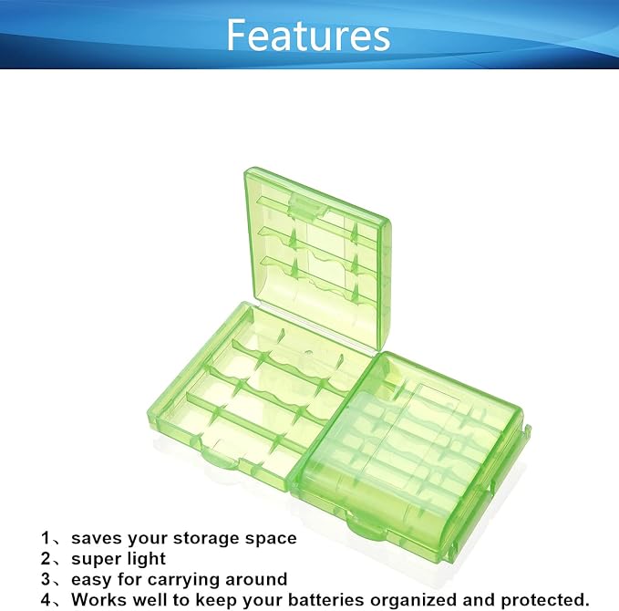 Heyiarbeit Battery Storage Case Holder Box for 4 AA Batteries or 5 AAA Batteries, Green Color (10 Pack)