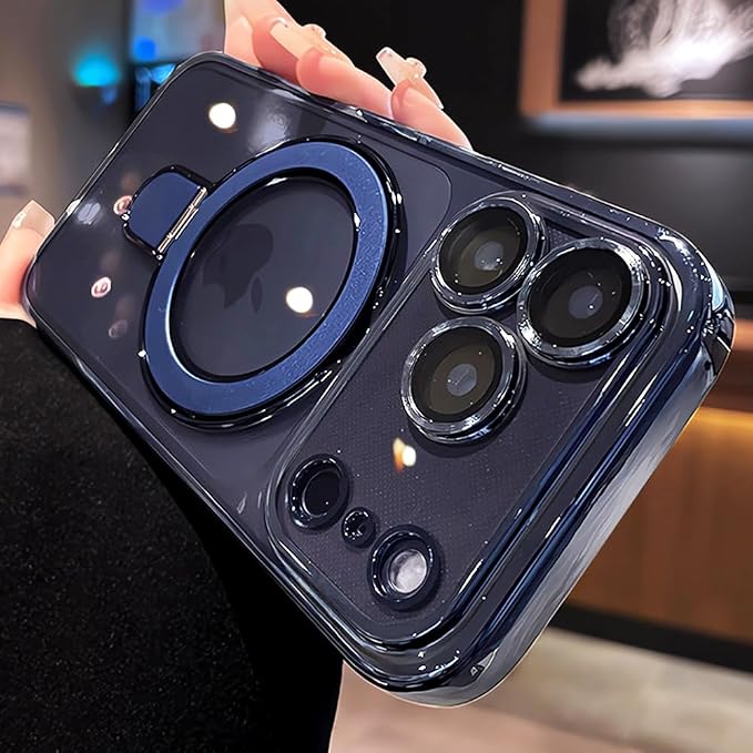 for iPhone 17 Pro Case Magnetic Stand,[Compatible with Magsafe] [Military Protection][Camera Lens Protector] Phone Case Cover for iPhone 17 Pro 6.3" - Deep Blue