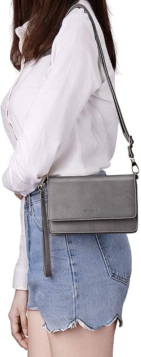 nuoku Women Small Crossbody Bag Cellphone Purse Wallet with RFID Card Slots 2 Straps Wristlet