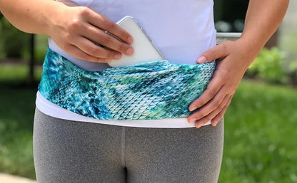 BANDI Plus Size Fanny Pack for Women - Travel-Ready Pocket Belt with Secure Hidden Money & Running Belt for Phone, Passport, Keys, & Medical Devices, Adjustable Fit, Comfortable (Seaside)