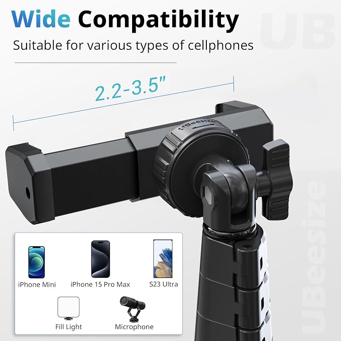 UBeesize 67" Phone Tripod & Selfie Stick, Camera Tripods Stand with Wireless Remote and Phone Holder,Compatible with iPhone Android Phone, Perfect for Selfies/Video Recording/Live Streaming Black