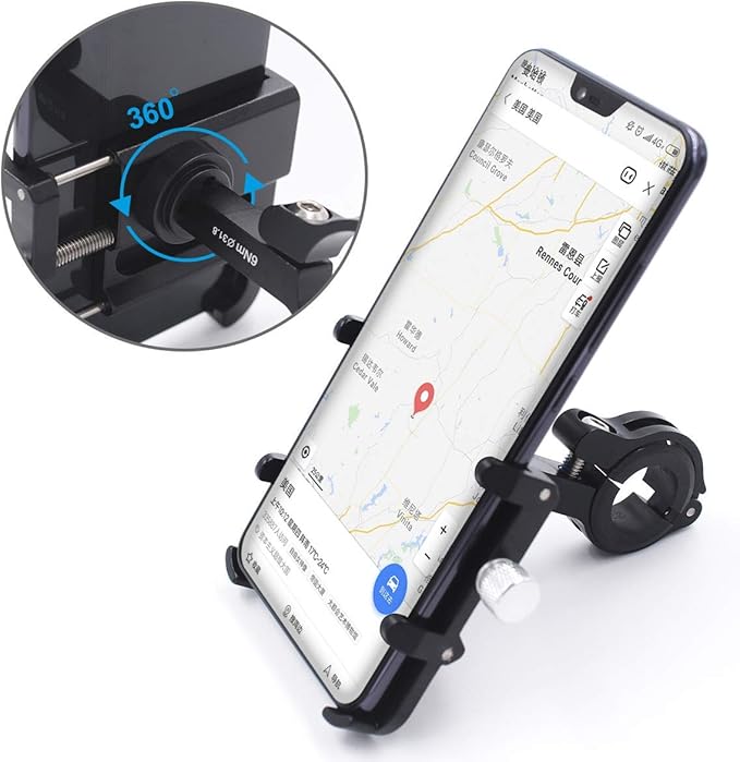 GUB Bike Phone Mount Holder, Aluminum Motorcycle Phone Holder Mount with 360° Rotation for iPhone 16 17 15 14 Pro Max Mini X XR Xs Plus, Samsung S25 S24 S22 4-7 Inch - Upgraded