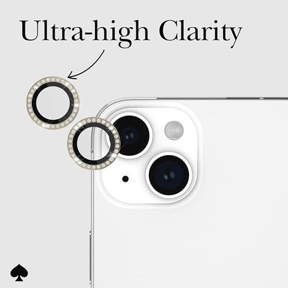 kate spade new york iPhone 15 / iPhone 15 Plus Camera Lens Protector with Aluminum Ring - Crystal