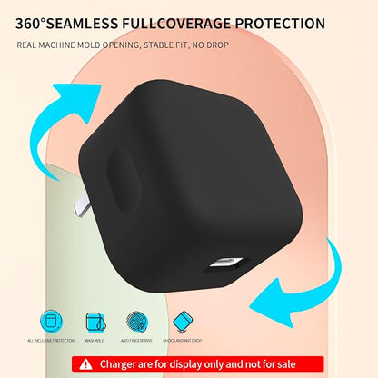 40W Soft Silicone Power Sleeve Case Compatible with Apple 40W Dynamic Power Adapter with 60W Max, Charger Accessories Silicone Case Cover, Scratch Proof Anti-Fall Shockproof Skin Sleeve, Black