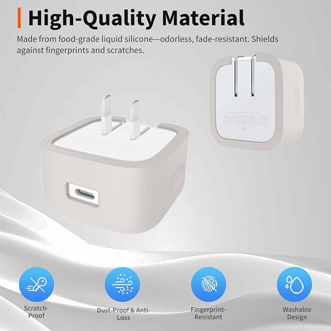 Case for Apple 40W Power Adapter – Soft Silicone Protective Cover for Dynamic Charger,Shockproof Dustproof Charging Block Protector Sleeve[Grey]