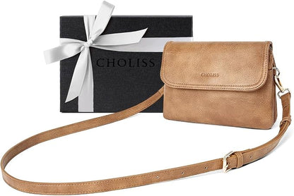 CHOLISS Small Crossbody Bags for Women, Vegan Leather Cell Phone Purse, Mini Travel Purse with Adjustable Strap Womens Gifts