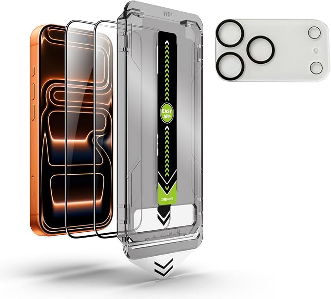 Screen Protector for iPhone 17 Pro Max (2 Pack) + Camera Lens Protector – Tempered Glass with Easy Install Alignment Frame, HD Clear, Bubble-Free, Case Friendly – Compatexx