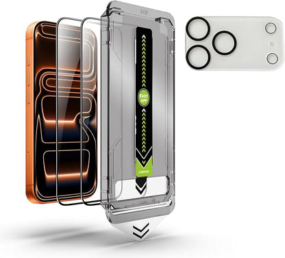 Screen Protector for iPhone 17 Pro (2 Pack) + Camera Lens Protector – Tempered Glass with Easy Install Alignment Frame, HD Clear, Bubble-Free, Case Friendly – Compatexx