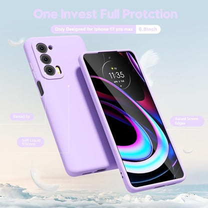 oakxco for Motorola Moto Edge 2021/Edge 2021 5G UW Phone Case Liquid Silicone, Thin Slim Soft Rubber Gel TPU Plain Simple Cover for Women, Matte Solid Color, Lilac Light Purple Lavender Wine